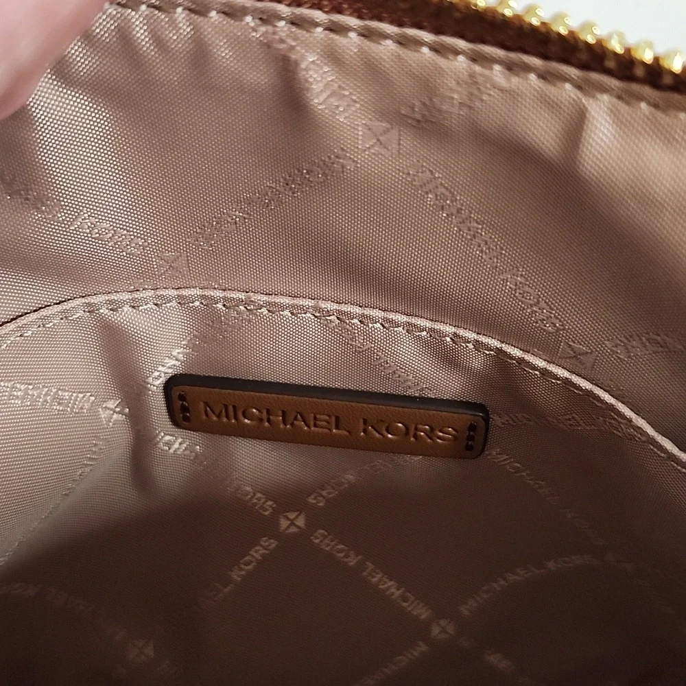 Michael Kors Camel Multi MD Dome Crossbody Bag w/ Coordinating Snap Wallet Set
